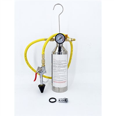 A/C flush kit with 30" ( 90cm) hose -Stainless steel bottle